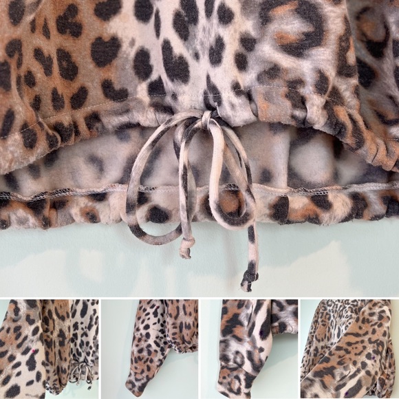Express Cozy Leopard Print Longsleeve Sweater w/ Crop Tie - Picture 4 of 5